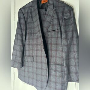 Grey, black & maroon suit